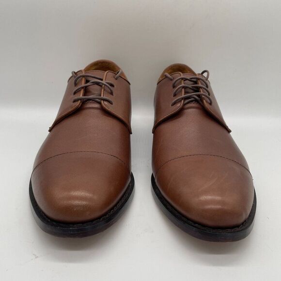 J. Crew Factory Mens Oxford Leather Cap Toe Shoes Brown Sz 10.5 Lace‎ Up Preppy - Picture 4 of 15